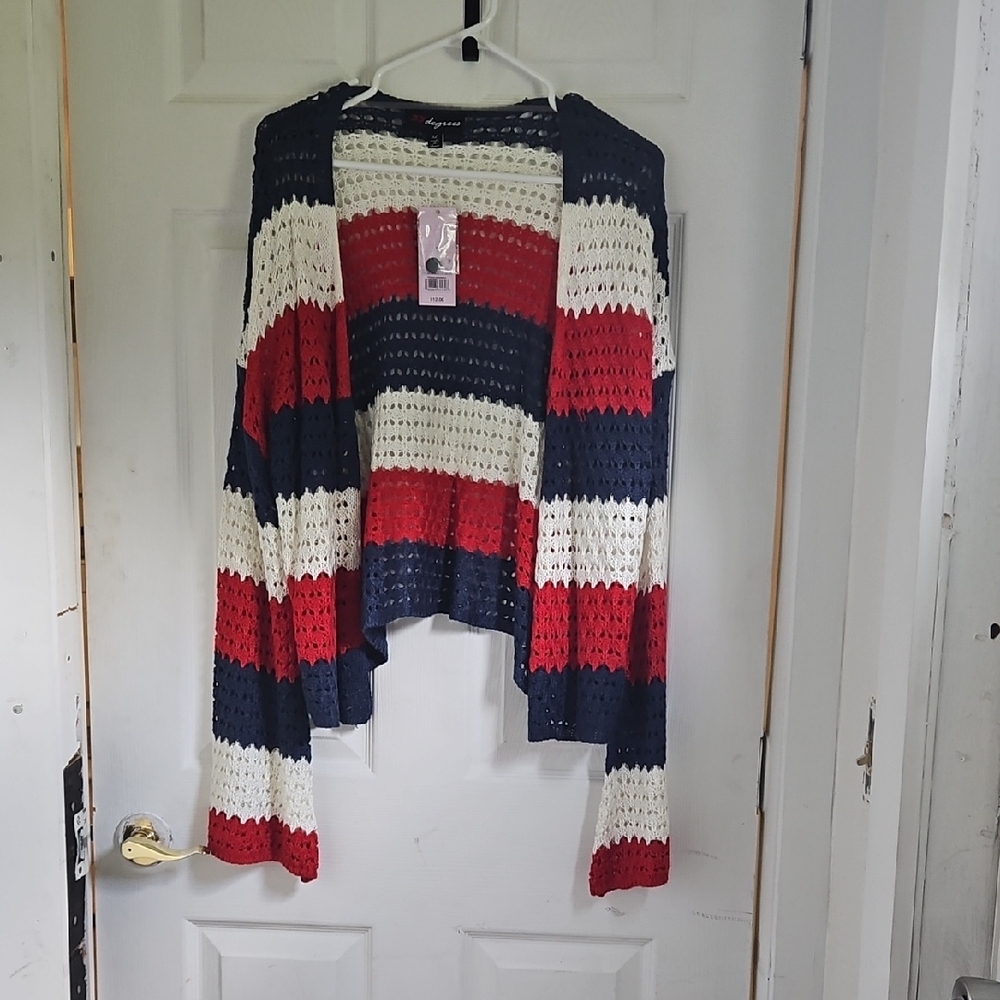 Striped Open-Front Cardigan Sweater